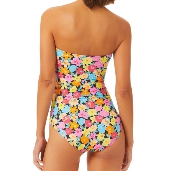 NEW Anne Cole Multicolour Floral Twist and Shirred Front One Piece Swimsuit US 6 - Picture 2 of 10
